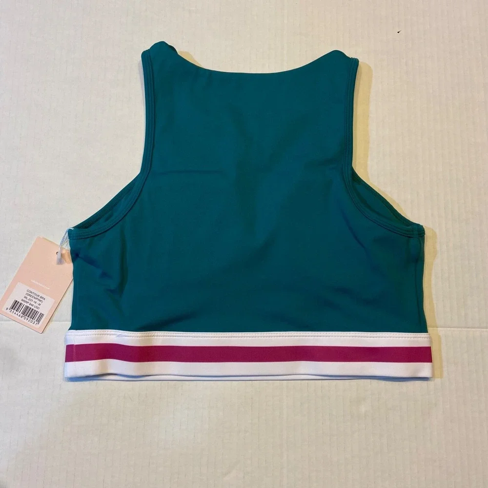 WILO the Label Women's‎ Contour Bra & Rib Bike Short Set M Green/Pink Activewear
